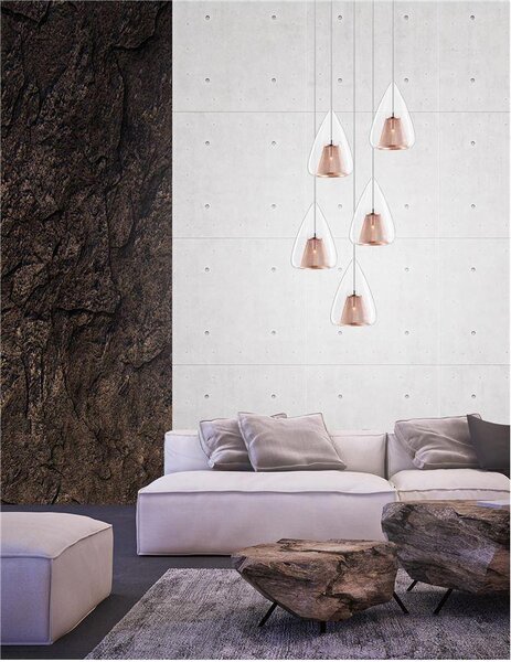 Nova Luce Závěsné svítidlo HUGO chromovaný hliník čiré sklo a růžový zlatý rám G9 5x5W