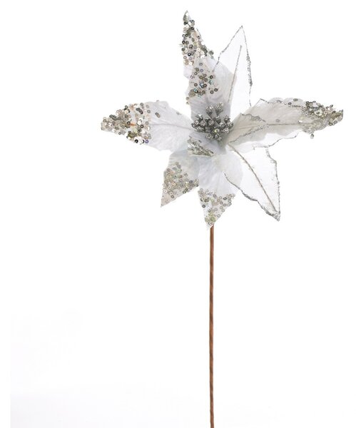 Vánoční třpytivá květina stříbrná, 50 x 32 cm