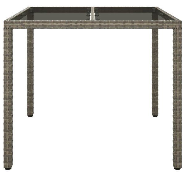 Zahradní stůl 90 x 90 x 75 cm tvrzené sklo a polyratan šedý