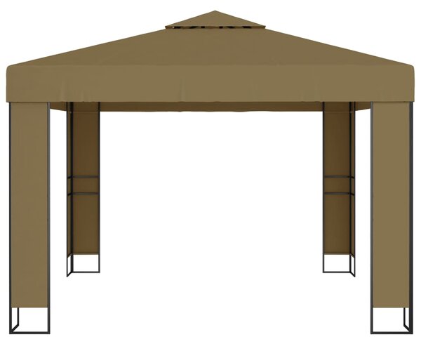 Altán s dvojitou střechou 3 x 3 x 2,7 m taupe 180 g/m²