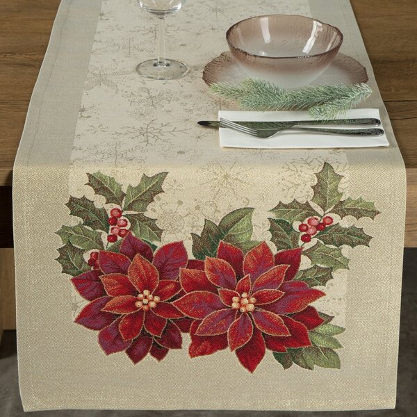 VÁNOČNÍ GOBELÍNOVÝ BĚHOUN NA STŮL MERRY 40X100 CM VZOROVANÝ