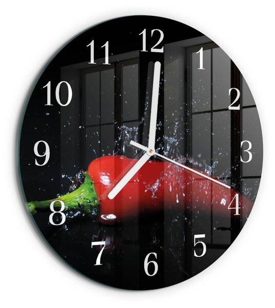 Skleněné hodiny na stěnu Chilli papričky zsob-fi30-00079311