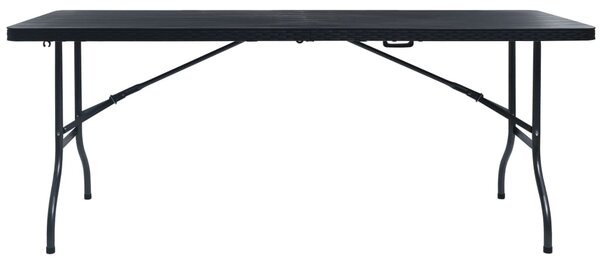 Skládací zahradní stůl černý 180x75x72 cm HDPE imatace ratan