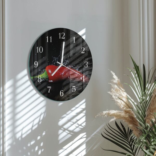 Skleněné hodiny na stěnu Chilli papričky zsob-fi30-00079311