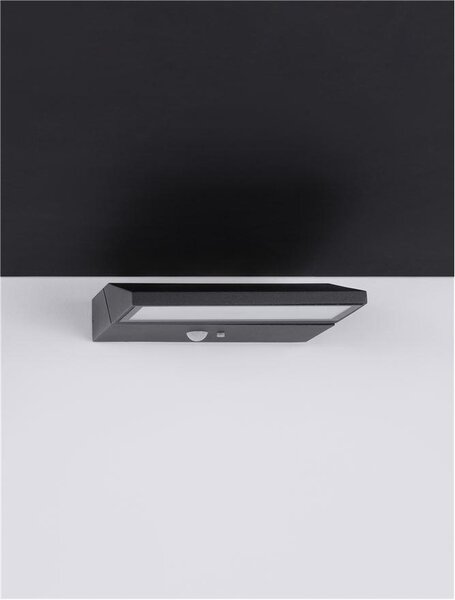 Nova Luce Venkovní nástěnné svítidlo JIGRA, LED 2W 3000K 3.7V, IP65 solární s pohybovým čidlem
