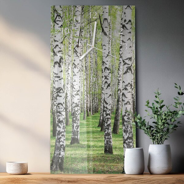 Skleněné hodiny vertikální Bříza zsppb-30x60-00084614