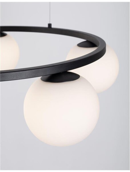 Nova Luce Závěsné svítidlo JOLINE černý kov a hliník bílé opálové sklo LED 40W 3200K