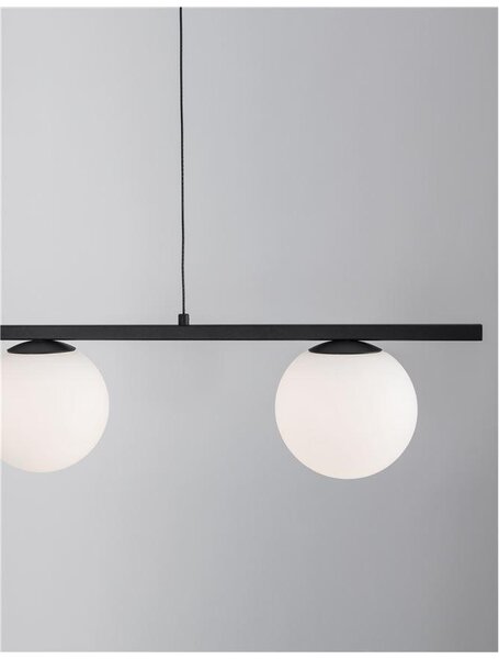 Nova Luce Závěsné svítidlo JOLINE černý kov a hliník bílé opálové sklo LED 32W 3200K