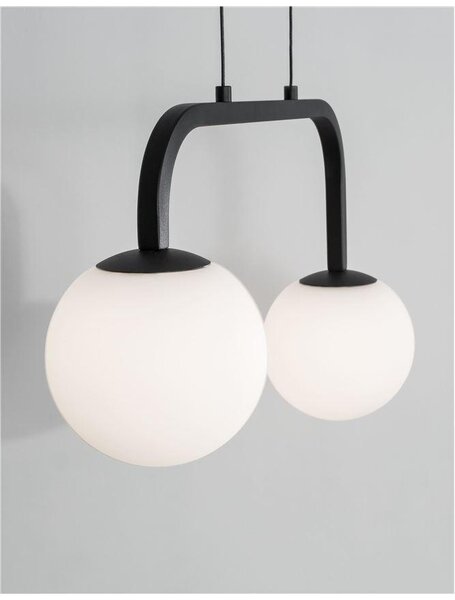 Nova Luce Závěsné svítidlo JOLINE černý kov a hliník bílé opálové sklo LED 16W 3200K