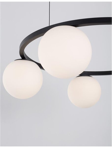 Nova Luce Závěsné svítidlo JOLINE černý kov a hliník bílé opálové sklo LED 40W 3200K