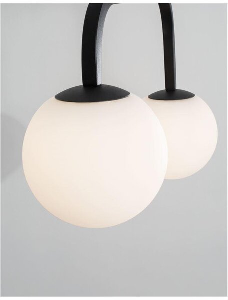 Nova Luce Závěsné svítidlo JOLINE černý kov a hliník bílé opálové sklo LED 16W 3200K
