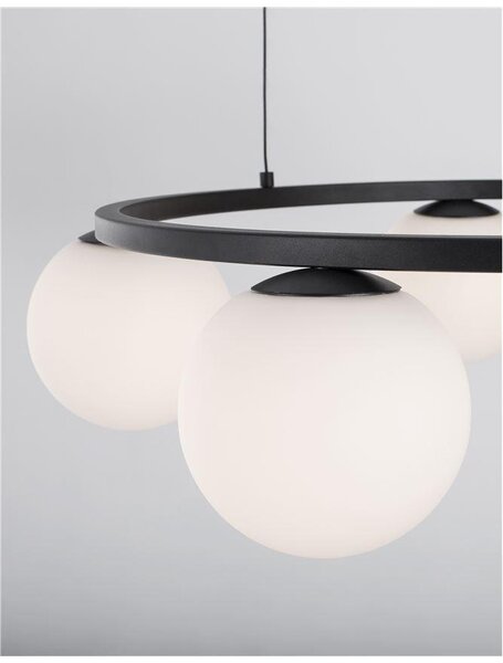 Nova Luce Závěsné svítidlo JOLINE černý kov a hliník bílé opálové sklo LED 40W 3200K
