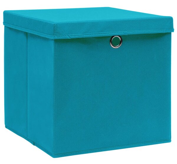 Úložné boxy s víky 10 ks 28 x 28 x 28 cm bledě modré