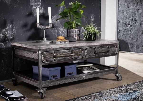 STEEL Konferenční stolek 110x60x50, přírodní, lakovaný, mango