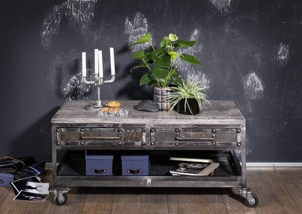 STEEL Konferenční stolek 110x60x50, přírodní, lakovaný, mango