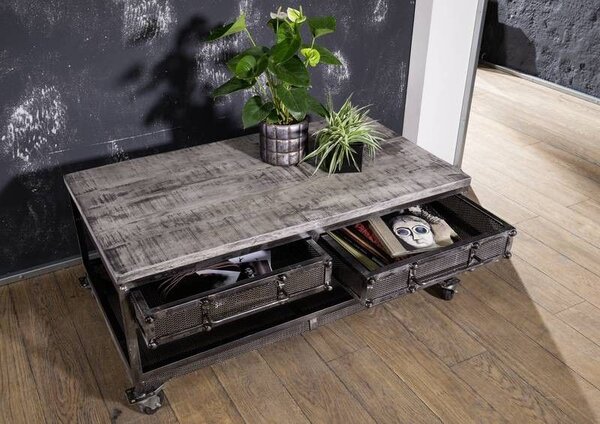 STEEL Konferenční stolek 110x60x50, přírodní, lakovaný, mango