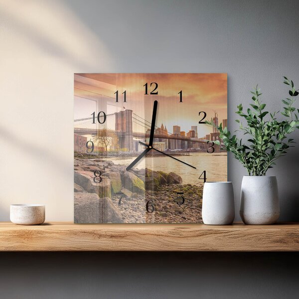 Skleněné hodiny na stěnu Město mostů zskc-30x30-00178711
