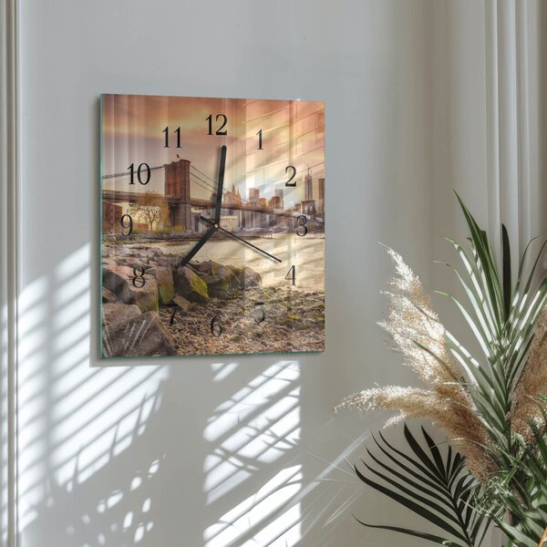 Skleněné hodiny na stěnu Město mostů zskc-30x30-00178711