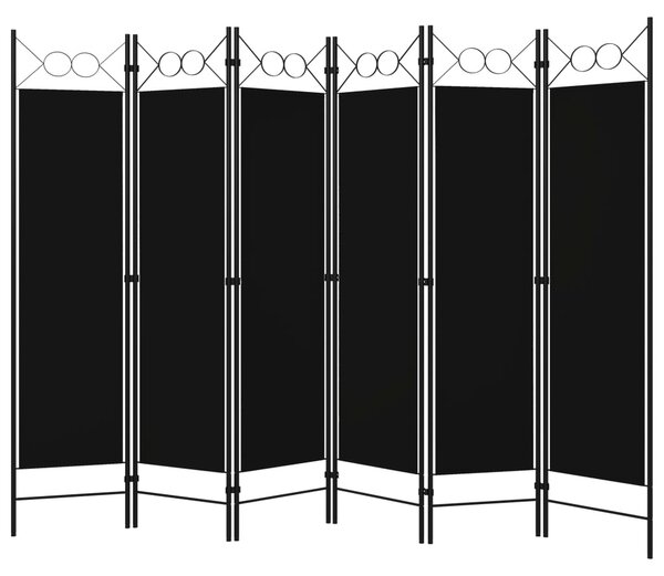 6dílný paraván černý 240 x 180 cm