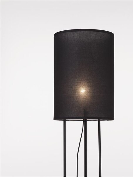 Nova Luce Stojací lampa LEITH černé stínidlo a černý hliník E27 1x12W