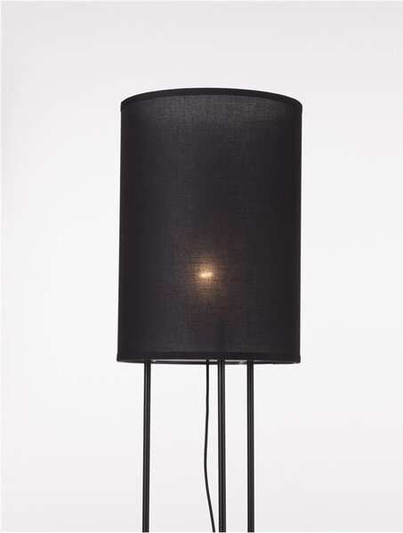 Nova Luce Stojací lampa LEITH černé stínidlo a černý hliník E27 1x12W