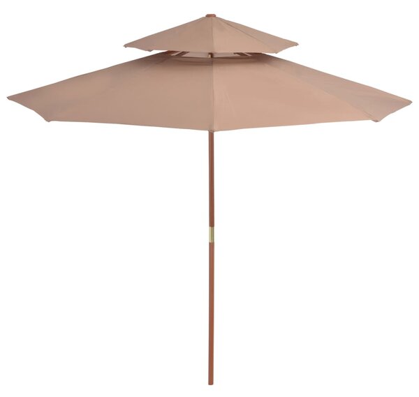 Dvoupatrový slunečník s dřevěnou tyčí 270 cm taupe