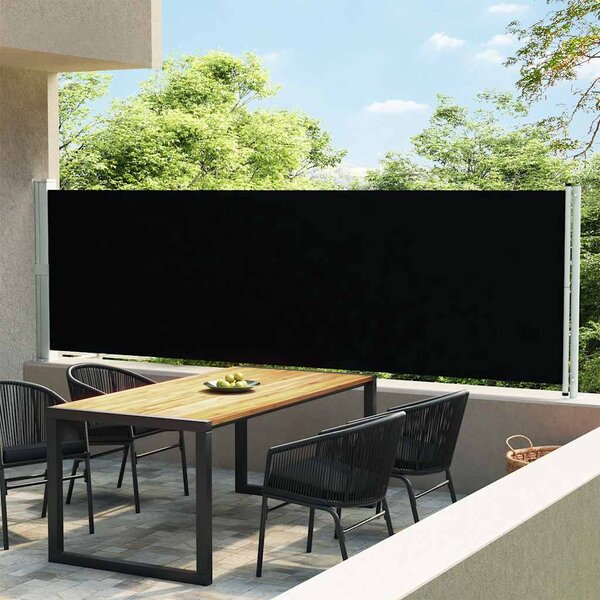Zatahovací boční markýza / zástěna 140 x 600 cm černá