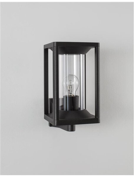 Nova Luce Venkovní nástěnné svítidlo LOEVE antracitový hliník a čirý akryl E27 1x12W IP65