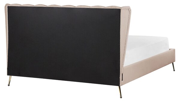 Postel Umělý samet MIRIBEL 160 x 200 cm Taupe