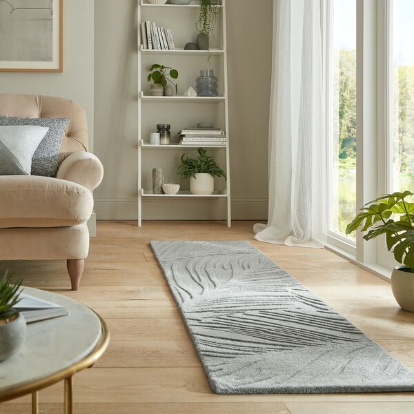 Světle šedý vlněný koberec běhoun 60x230 cm Lino Leaf – Flair Rugs