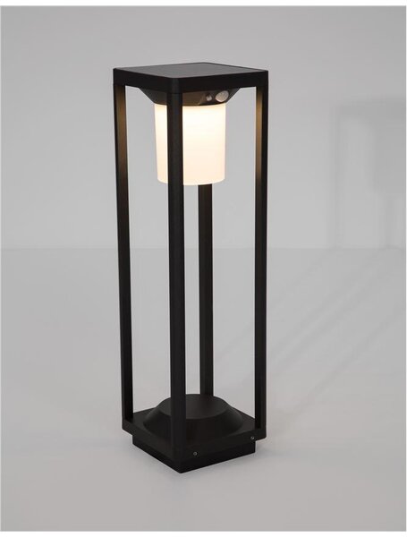Nova Luce Venkovní sloupkové svítidlo LOVETO, LED 1.5W 3000K 3.7V, IP65 solární / vypínač na těle / pohybový senzor
