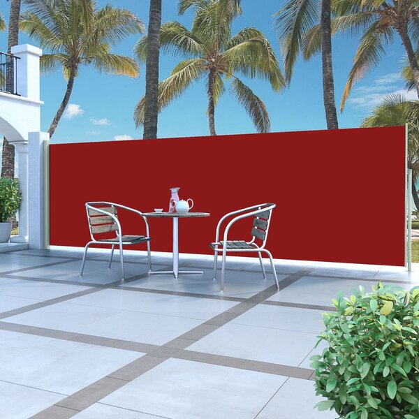 Zatahovací boční markýza / zástěna 160 x 500 cm červená