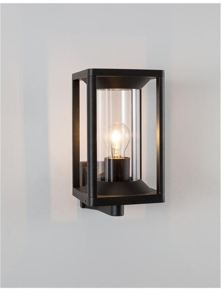 Nova Luce Venkovní nástěnné svítidlo LOEVE antracitový hliník a čirý akryl E27 1x12W IP65