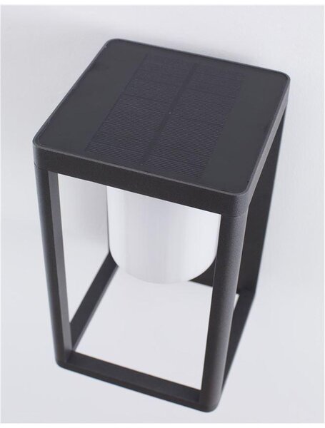 Nova Luce Venkovní nástěnné svítidlo LOVETO, LED 1.5W 3000K 3.7V, IP65 solární / vypínač na těle / pohybový senzor