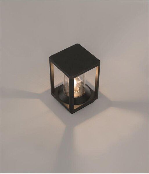 Nova Luce Venkovní sloupkové svítidlo LOEVE antracitový hliník a čirý akryl E27 1x12W IIP65
