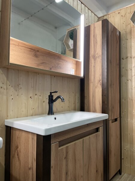 Lavedo Queen Wotan Oak 80 zrcadlová skříňka do koupelny s LED podsvícením