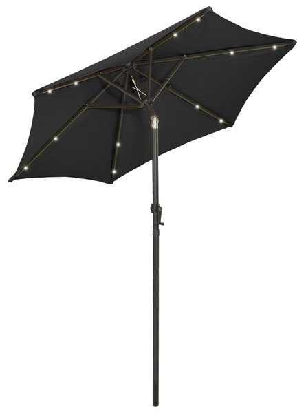 Zahradní slunečník s LED osvětlením černý 200 x 211 cm hliník