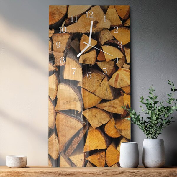 Skleněné hodiny vertikální Dřevo zsppb-30x60-00079551