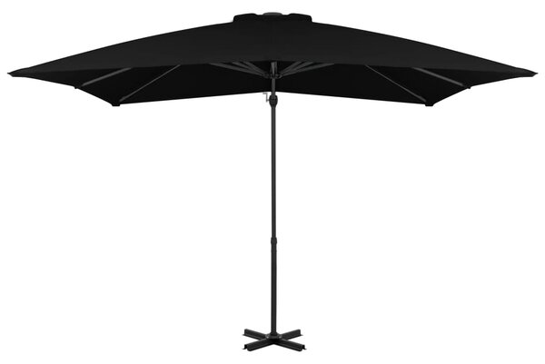 Boční zahradní slunečník s hliníkovou tyčí černý 250 x 250 cm