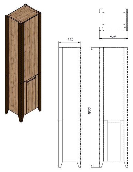 Lavedo Queen Wotan Oak 190 vysoká skříňka do koupelny
