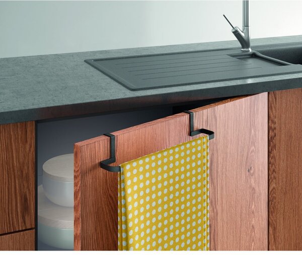 Černý závěsný držák na utěrku Metaltex Galileo Lava