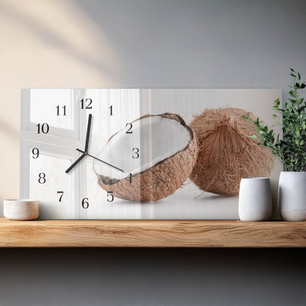 Skleněné hodiny horizontální Kokosové ořechy zsppc-60x30-00295341