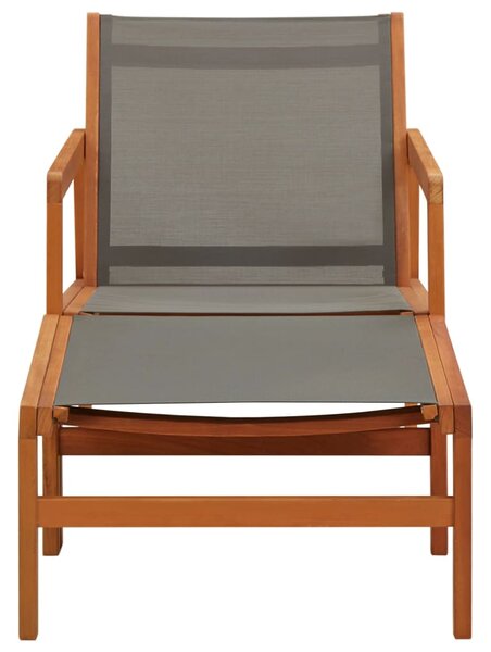 Zahradní křeslo s podnožkou šedé masivní eukalyptus a textilen