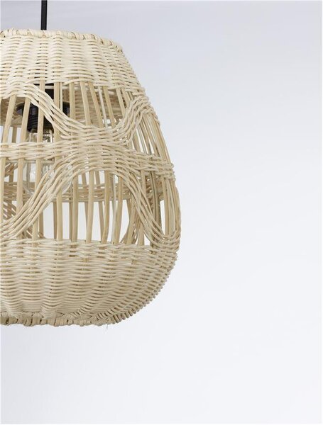 Nova Luce Závěsné svítidlo MARLO přírodní ratan, 27cm, E27 1x12W