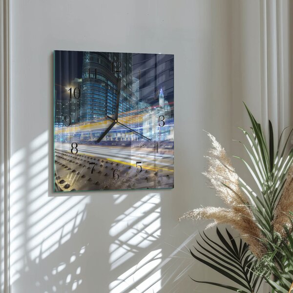 Skleněné hodiny na stěnu Horizont zskc-30x30-00178268