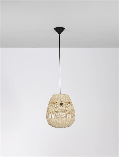 Nova Luce Závěsné svítidlo MARLO přírodní ratan, 30cm, E27 1x12W