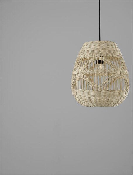 Nova Luce Závěsné svítidlo MARLO přírodní ratan, 30cm, E27 1x12W