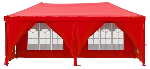 Skládací party stan s bočními stěnami červený 3 x 6 m