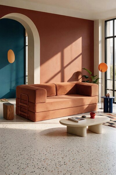 ROZKLÁDACÍ POHOVKA, textil, terracotta Livetastic - Rozkládací pohovky, Online Only