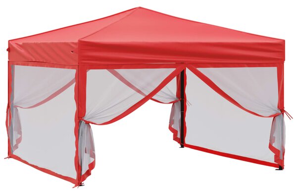 Skládací party stan s bočními stěnami červený 3 x 3 m